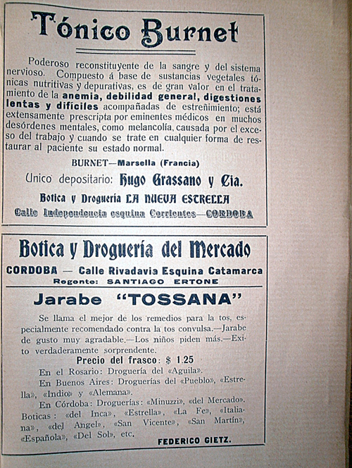 Publicidades de las Boticas y Droguer&iacute;as «La Nueva Estrella» y «del Mercado»
