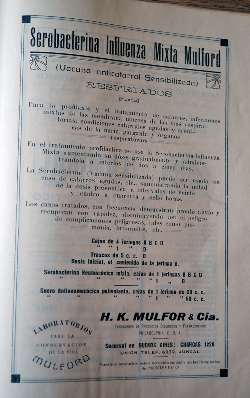 Publicidad de laboratorio «Mulford»