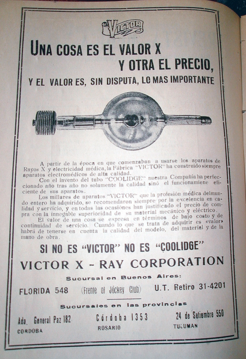 Publicidad de la empresa «Victor X-Ray Corporation»