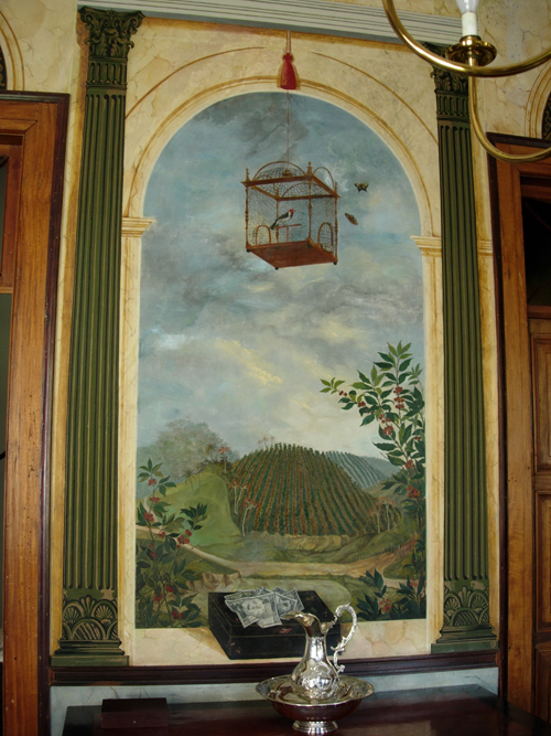 Pintura parietal en  del comedor de la hacienda , Bananal, São Paulo, c.1860; fotograf&iacute;a de Reinaldo Funes Monzote, noviembre de 2005.