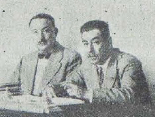Jos&eacute; S&aacute;nchez Pozuelos, teniente de alcalde (a la izquierda) despachando en el Ayuntamiento de Murcia con el alcalde, Marqu&eacute;s de Ordo&ntilde;o.  8 septiembre 1929