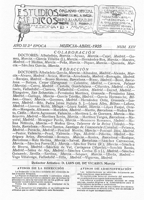 Primera p&aacute;gina de <em>Estudios Médicos</em> 1924, 2 (21)