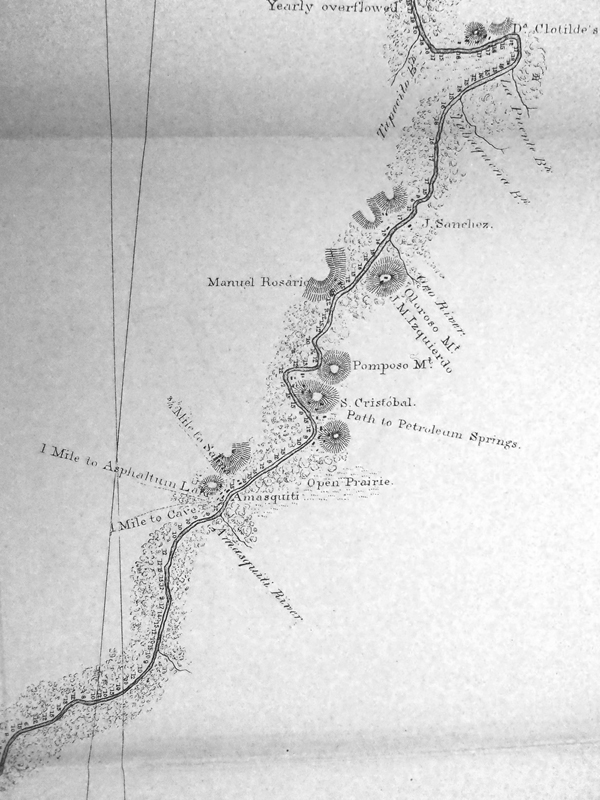 Particular del rio Coachapa: las salinas de San Crist&oacute;bal y la &aacute;reas petroleras alrededor (Shufeldt, 1872)