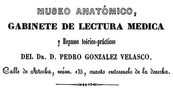 Anuncio del Museo Anat&oacute;mico de Atocha 135 (Gonz&aacute;lez Velasco, 1854: 90)