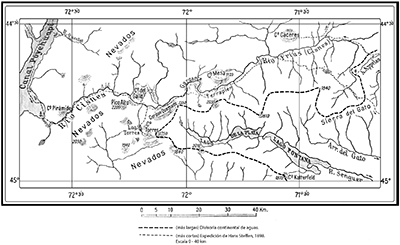 H. Steffen: Esquicio del río Cisnes (Frías) y de la ubicación corregida del lago La Plata