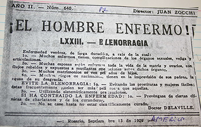 Serie: «El hombre enfermo»-Blenorragia, Am&eacute;rica, Rosario, 13/09/1929