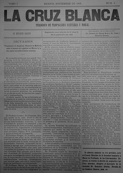 Portada del peri&oacute;dico La Cruz Blanca, noviembre de 1908